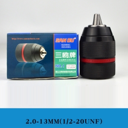 Đầu Kẹp Mũi Khoan Bằng Kim Loại 13mm AutoLock viền đỏ đầu 2 mảnh SANOU_1