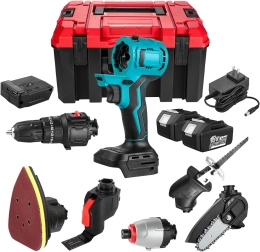 Máy khoan pin đa năng 11 món thay thế nhiều đầu dùng chung pin Makita 21V khoan pin thay đầu đa năng_1