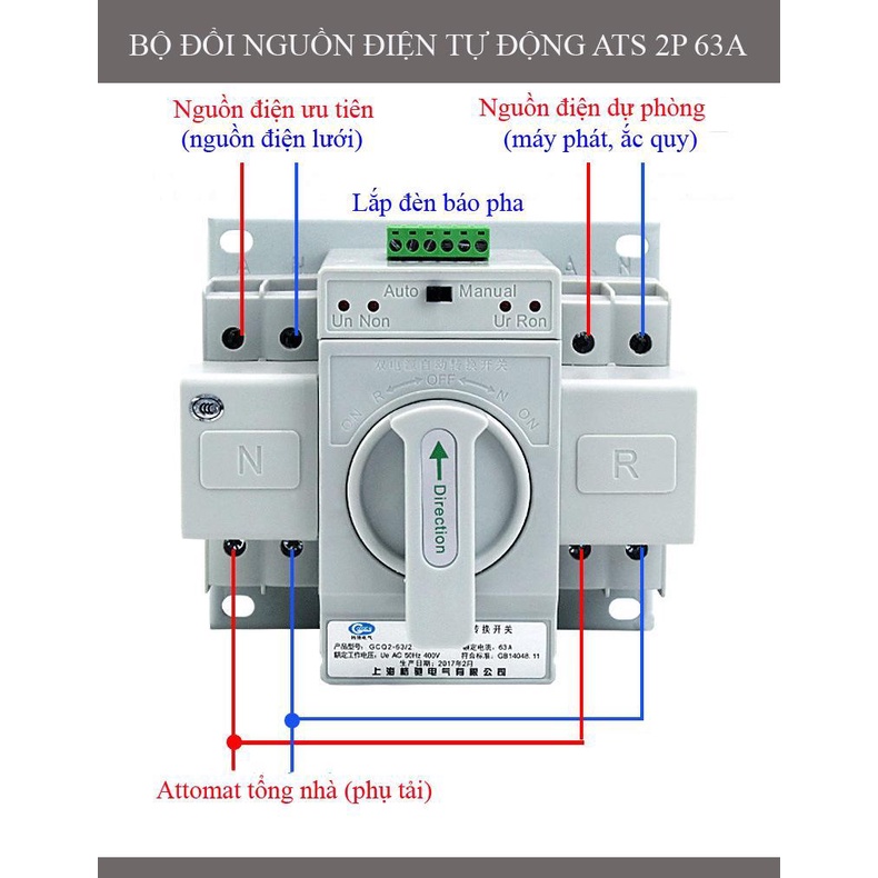 Bộ Chuyển Đổi Nguồn Tự Động ATS 2P 63A IJJ- 02